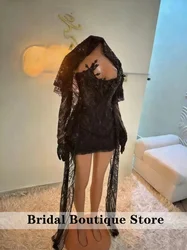 Black Crystal Beaded Homecoming Prom Dress With Veil Cocktail Valentine's Day Birthday Dress Luxury 2026 Blackgirl Customized