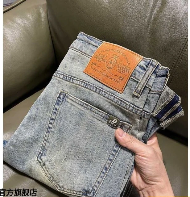 2025 Primavera Autunno Nuovo Stile Distressed Patched Uomo Retro Vintage Slim Streetwear Stretch Boyfriend Jeans Pantaloni Lunghi