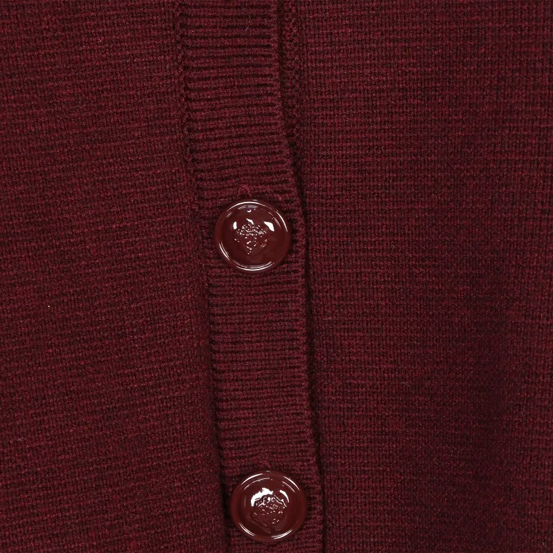 Wine Red Knitted Cardigan with Contrast Collar 2024 Autumn Short Sweater Coat Women Fashion Burgundy Cropped Cardigan Thick tops