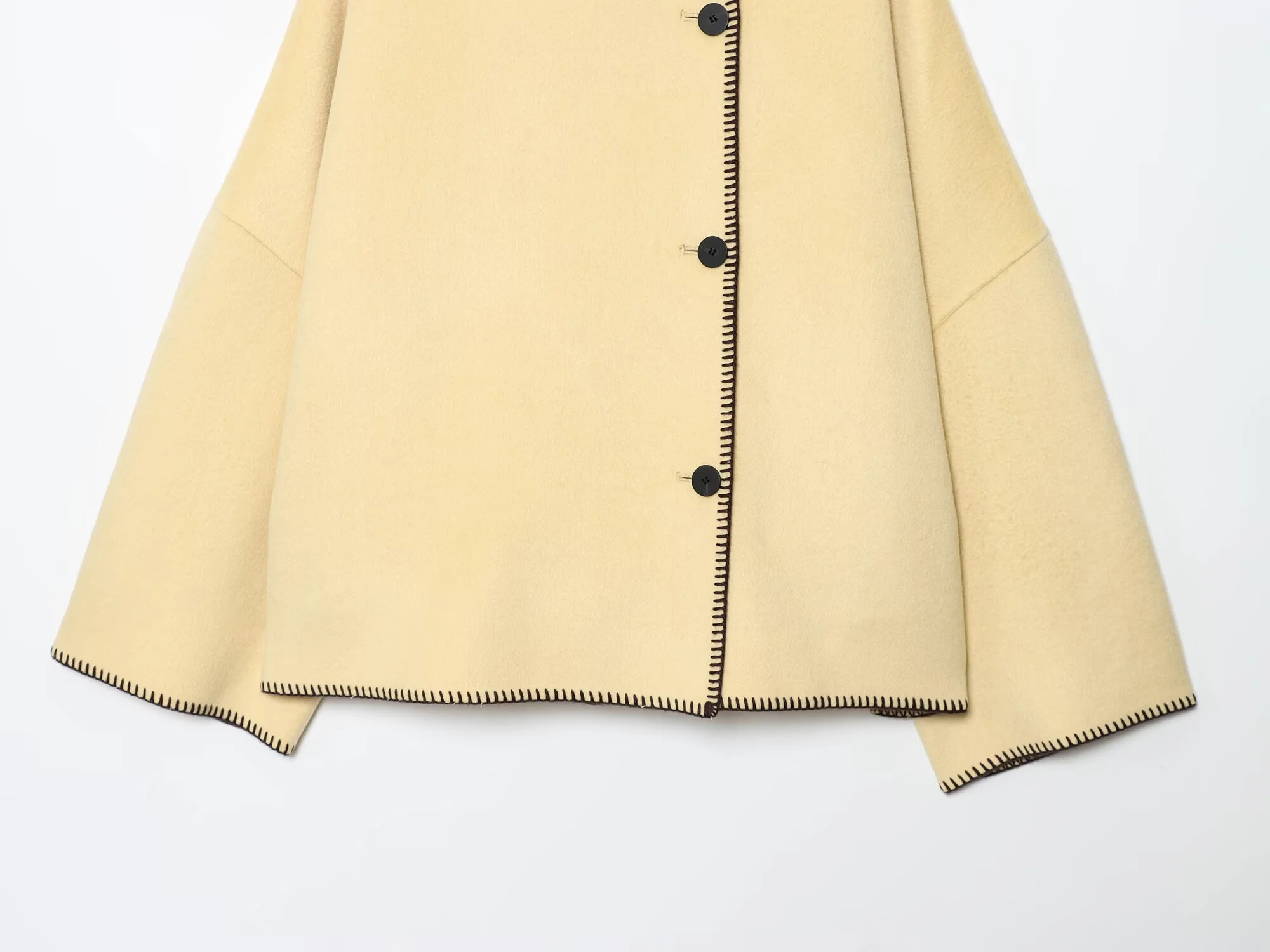 2025 otoño nueva moda casual de las mujeres avanzada simple retro suelta cuello alto chaqueta corta de manga larga