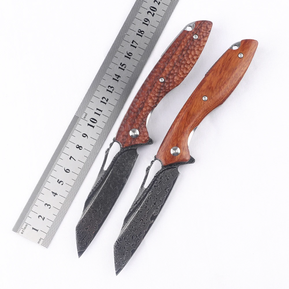 

NINE THORN Outdoor Camping EDC Tool Telf-Befense knife Survival Hunting Folding Knife Damascus