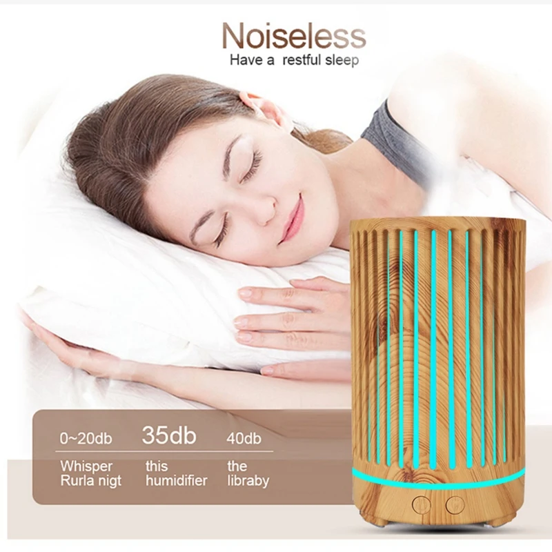 Simulated Wooden Printed Humidifie 200Ml Colorful Portable Humidifier Low Noise  Small Humidifier For Bedroom Office Dark Color