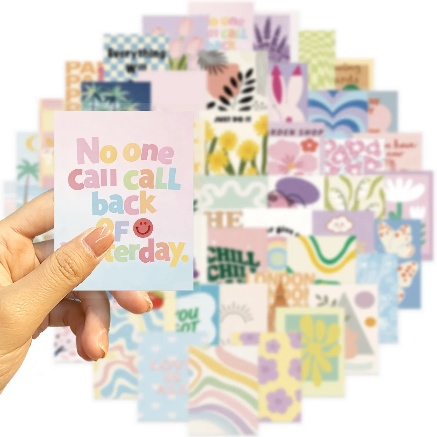50-100 PCS Transparent PET Danish Pink Aesthetic Stickers, for DIY Journal, Scrapbook, Laptop, Luggage, Water Bottle Decoration