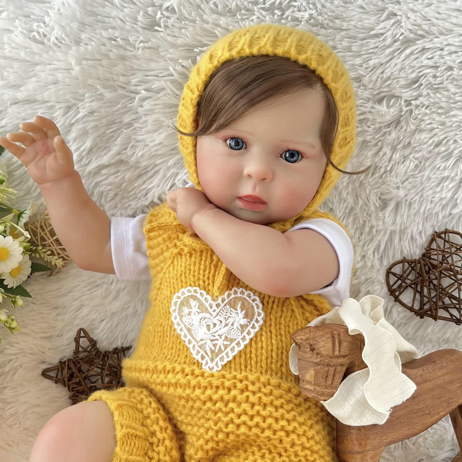 

Cloth Body 50 CM Sweet Reborn Baby Doll Toy For Girl Lifelike Handmade 3D Skin Doll Princess Toddller Fashion Birthday Gift