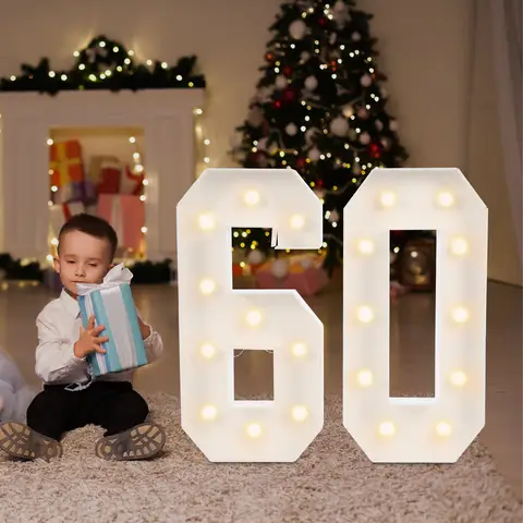 60 Light Up Numbers, 60th Birthday Party Decoration, Light Up Numbers for Birthday Decorations 