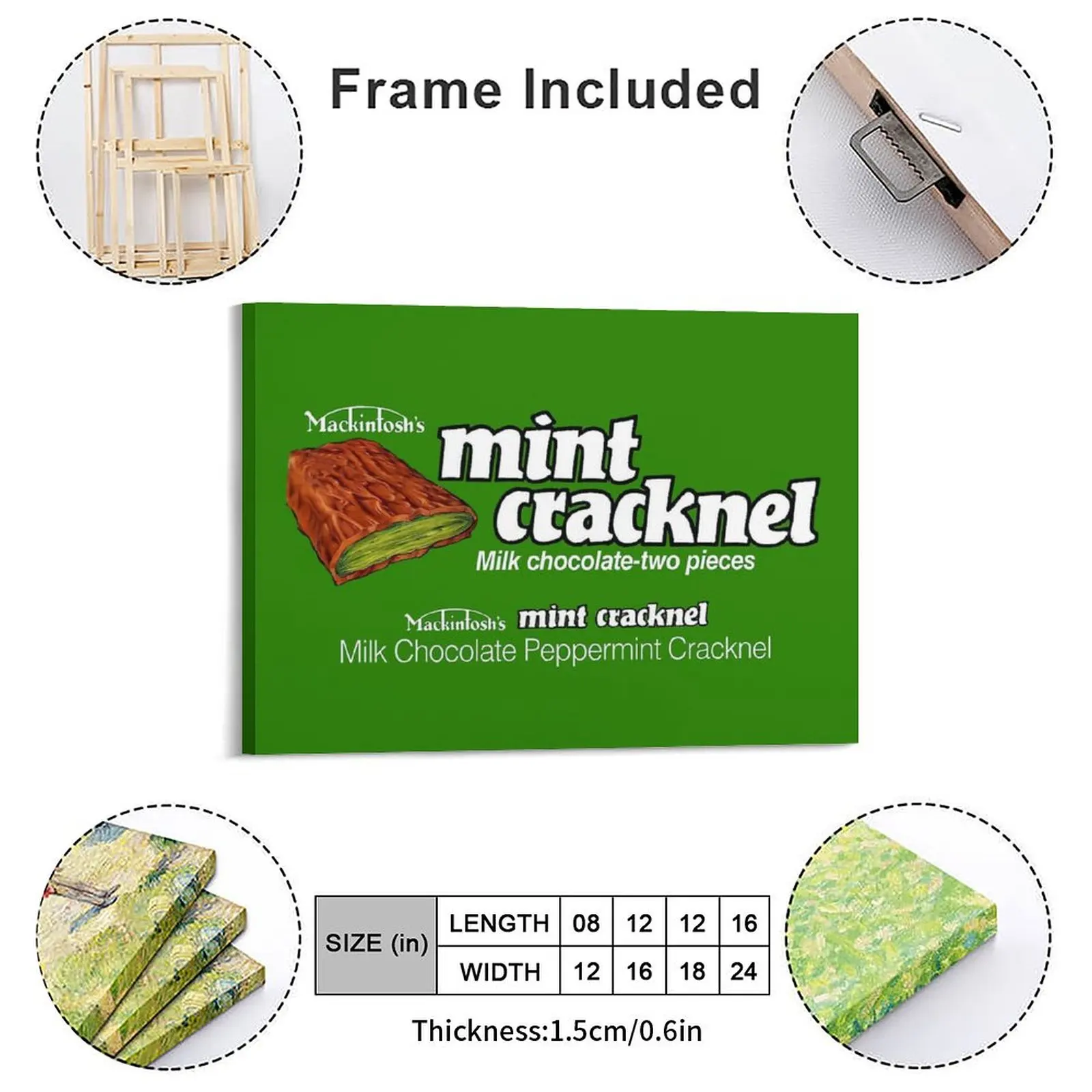 Mint Cracknel Chocolate Bar Wrapper Canvas Painting Party Club Party Wall Decor Garage Designing Framed Wall Paintings