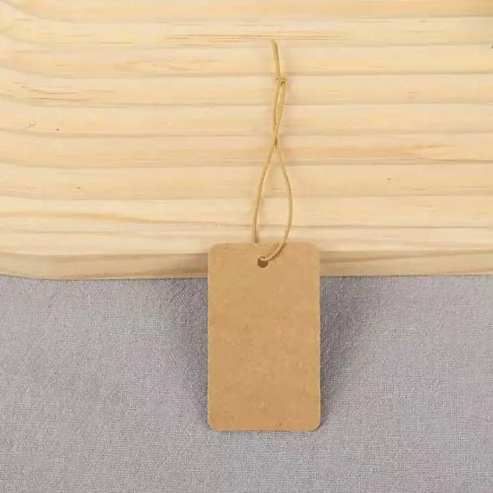 200 Stück leere Hangtags aus Kraftpapier mit elastischem Faden, Preisschilder für Schmuck – Detail 4