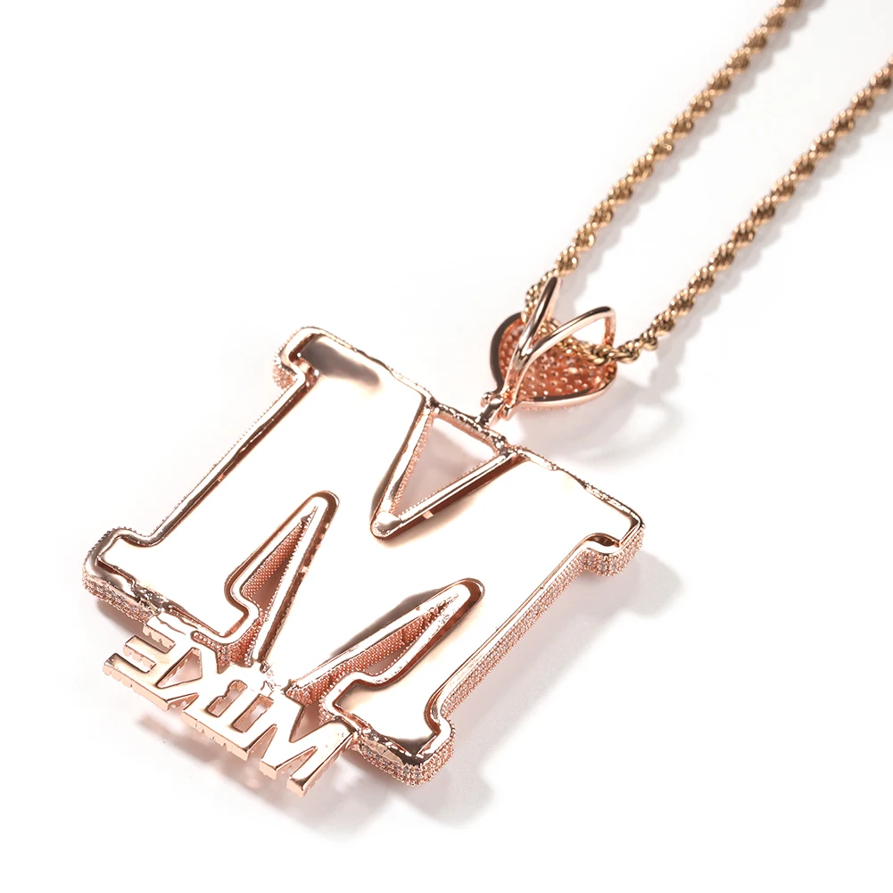 THE BLING KING Custom Heart Bail Big Bold Initial Letter A-Z Attached Mini Letters Pendant Micro Pave CZ Necklace Hiphop Jewelry