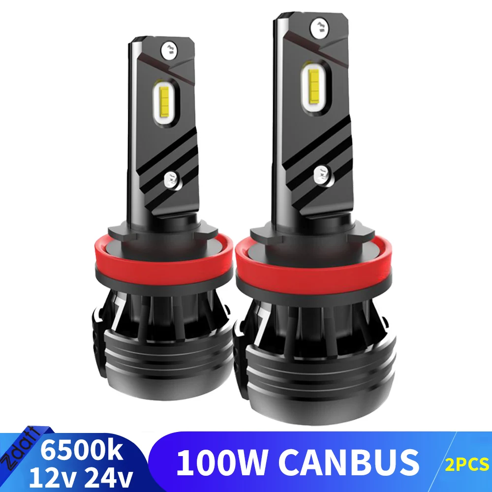 2Pcs Super Bright H4 LED Headlight Bulbs H7 H1 H8 H11 9005 HB3 9006 HB4 6500K Cool White 12V Car Lamp with Built- Canbus Durable