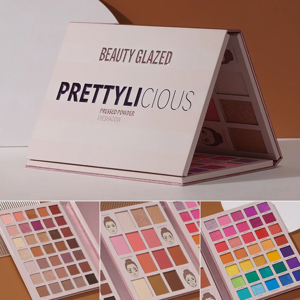 BEAUTY GLAZED 84 Colors Eyeshadow Longlasting Waterproof Shimmer Highlighter Contour Blush 4 in 1 Eyeshadow Makeup Palette