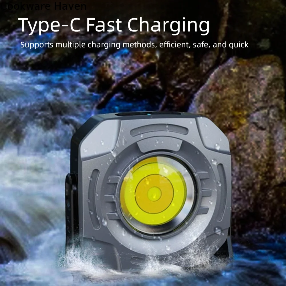 With Magnet And Hook Camping Flashlight Dual Switch Control Infinitely Dimmable Keychain Work Light COB Usb Charging
