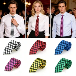 5cm Checkered Narrow Ties for Men Women 9 Colors Plaid Skinny Necktie Vintage Casual Formal Shirt Accessory for Party Wedding