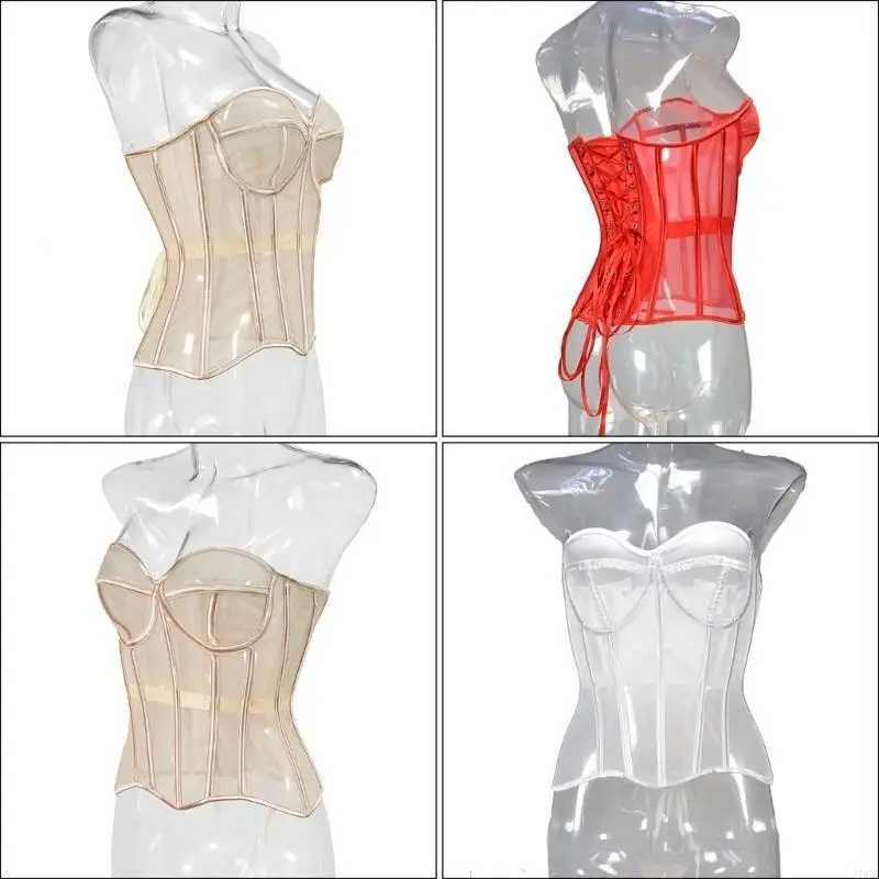 محض مشد الخصر تشكيل حزام fishbone bustier مع laceup تعادل للنساء