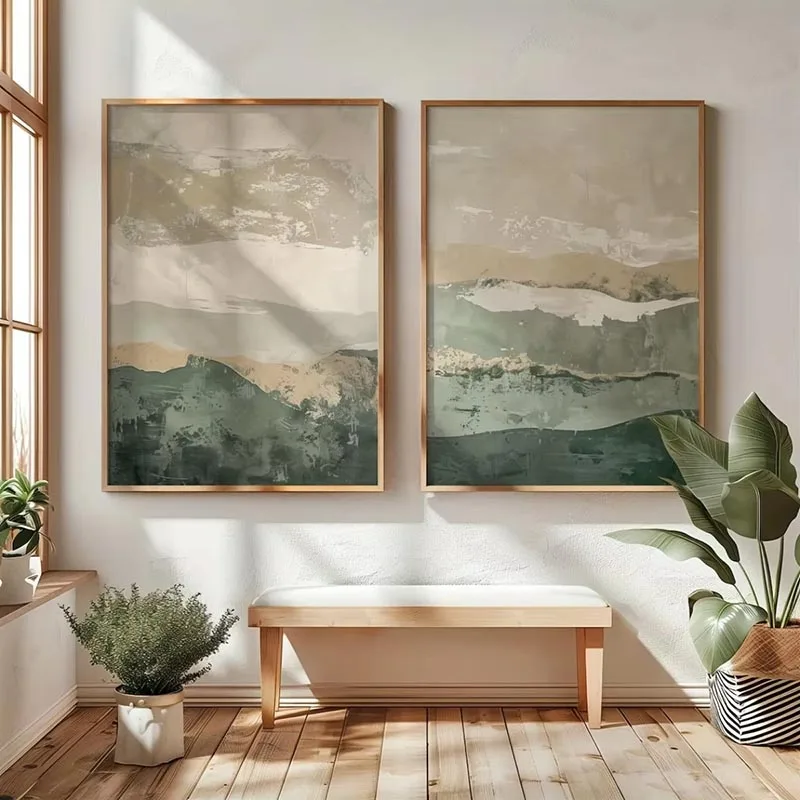 

2pcs/set Japanese Retro Wabi Sabi Mountains Abstract Canvas Print Poster Modern Minimalist Art Print Home Decor Wall Art Poster
