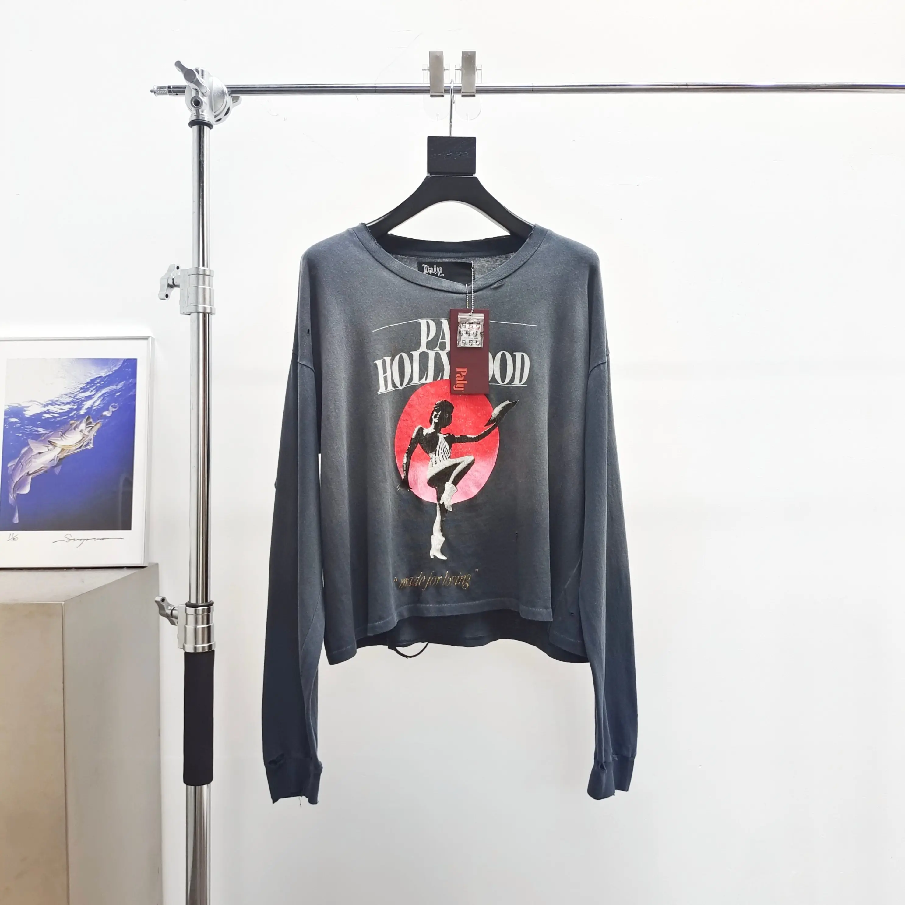 Paly Hollywood Blake Washed Black Long Sleeve Tee