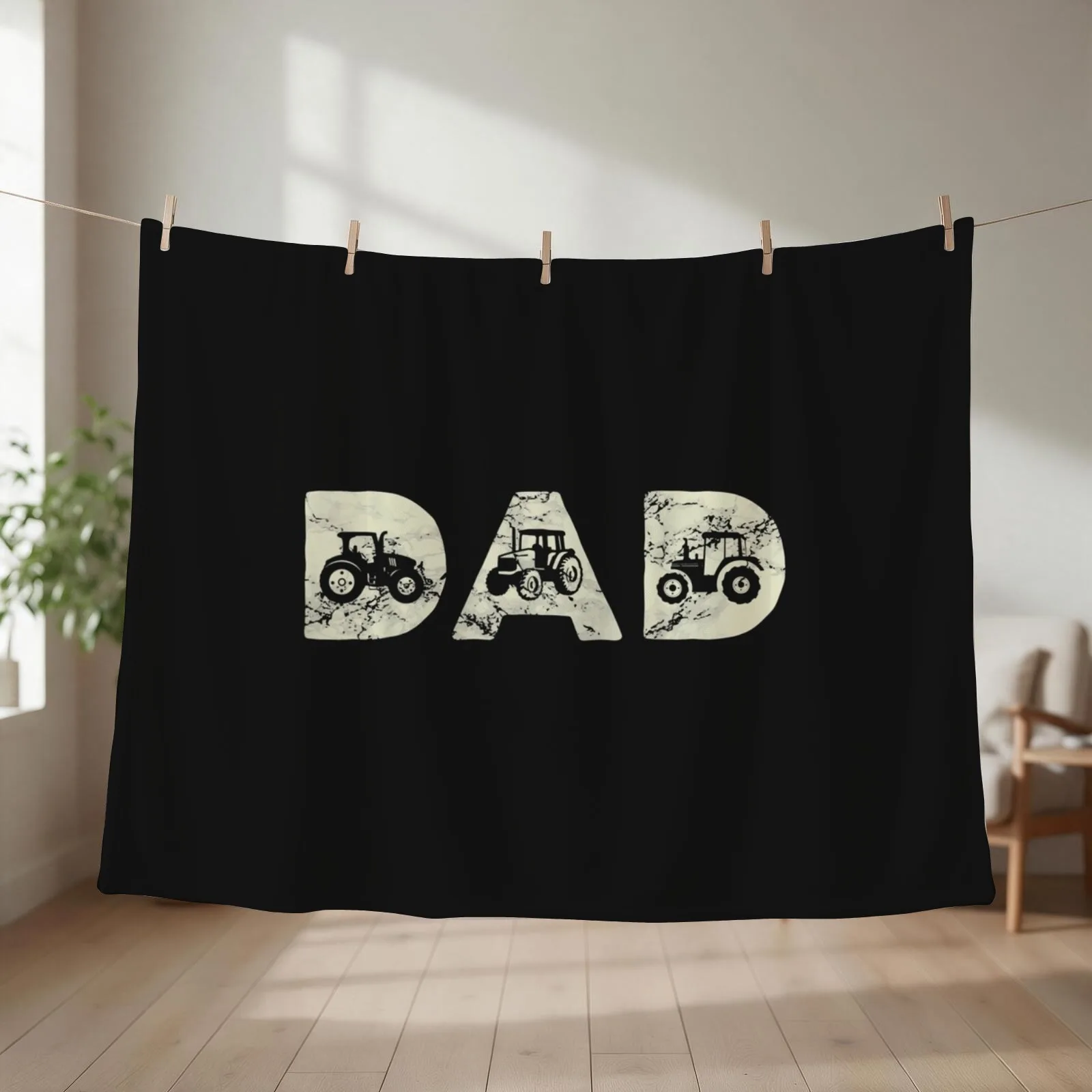 Tractor Dad Farming Father Farm Lover Farmer Daddy Throw Blanket couch cozy soft plush fuzzy picnic outdoor blanket