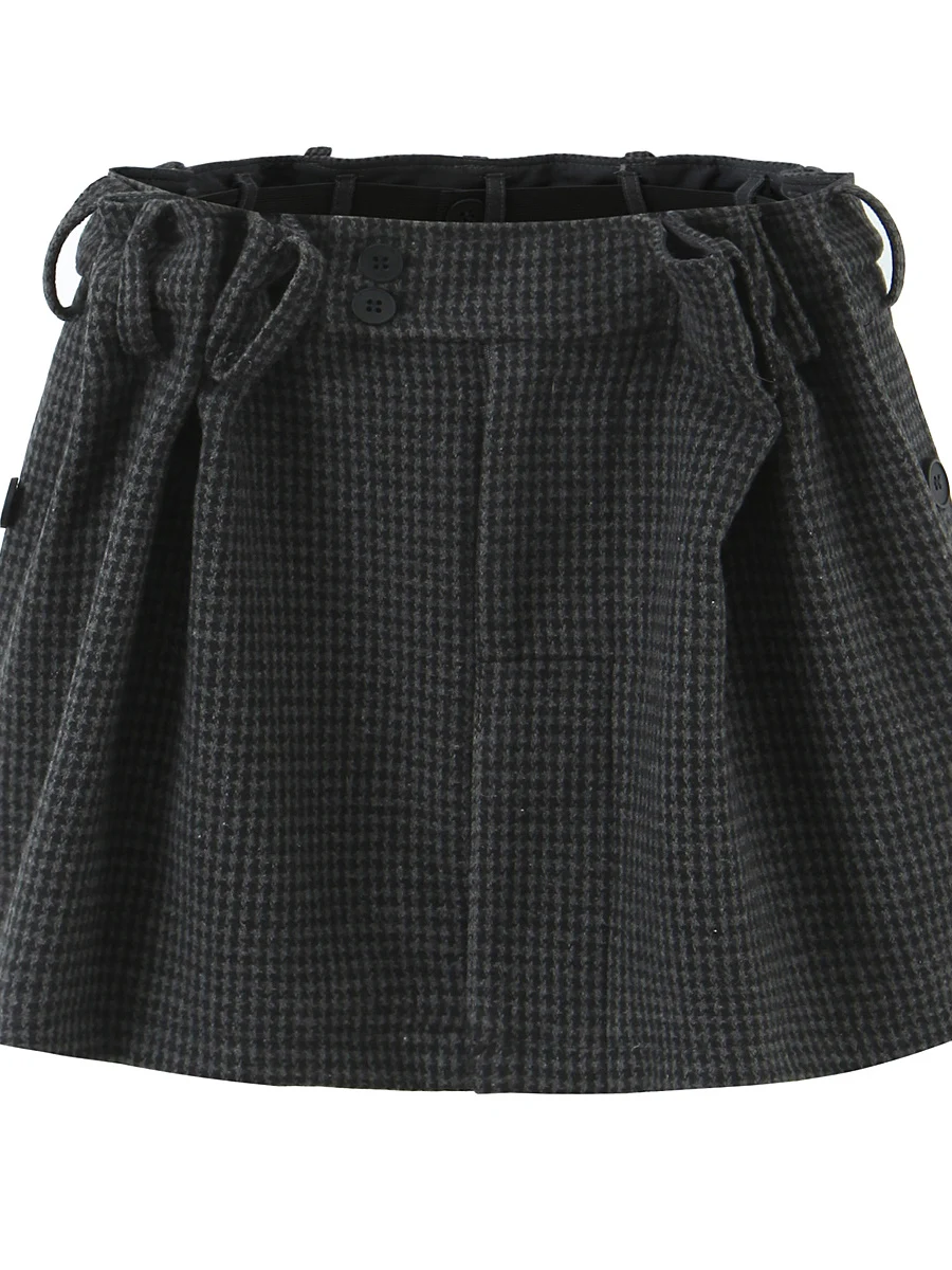 

American Sle High Waist A-Line Skirt Women's Cheered Woolen Skirts Slimming Effect Daily Wear Polyester Fabric