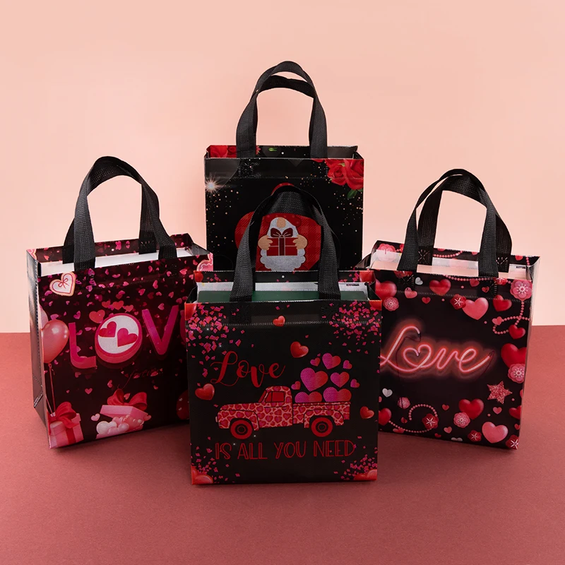 LBSISI Life, Lover Heart Pattern Non woven Gift Tote Bags, 10Pcs For celebrate Valentine's Day and wedding, Packing Goodies,