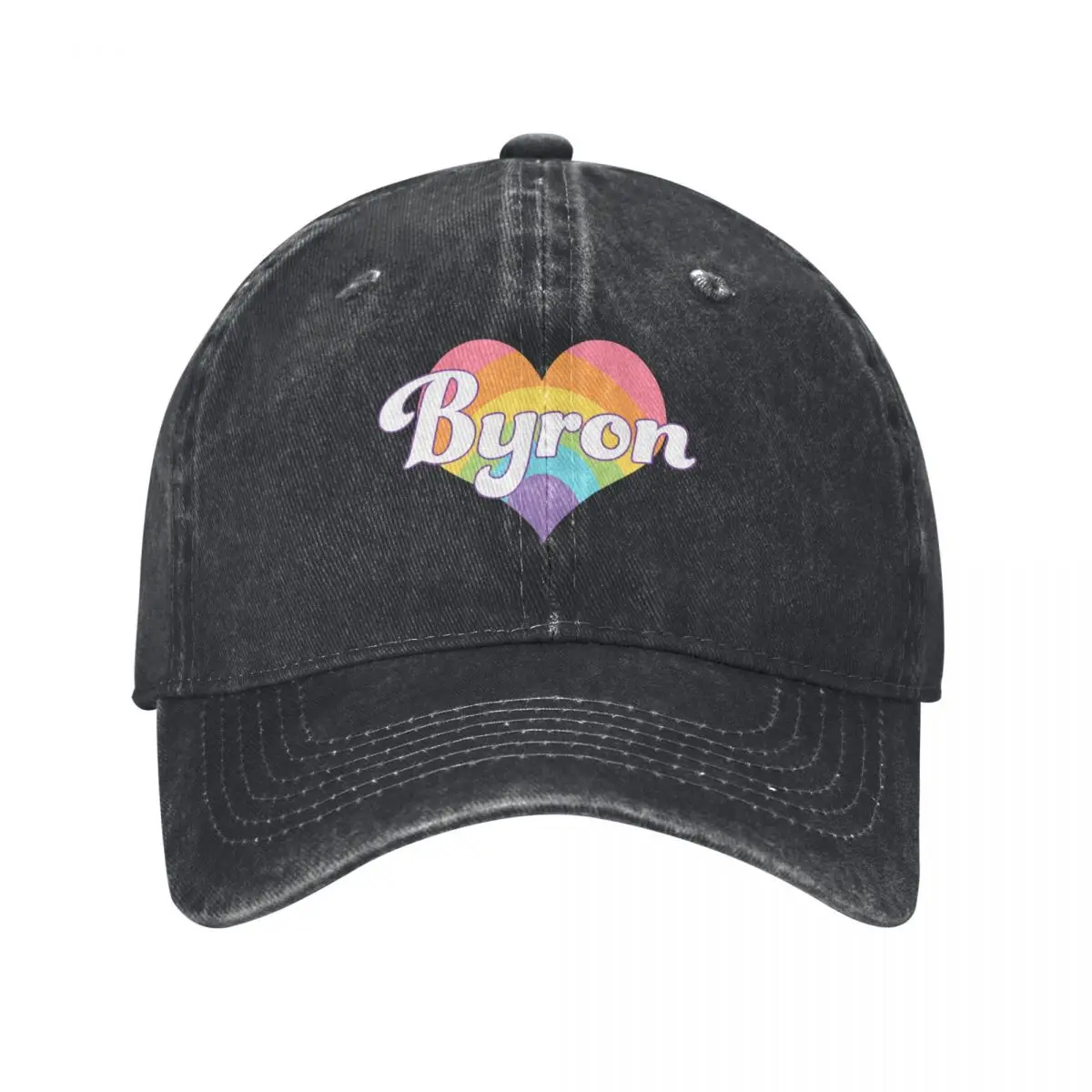 Love Byron - Byron Bay, Australia - Rainbow Heart Byron Baseball Cap Rave Luxury Cap Kids Hat Golf Hat Girl Men's