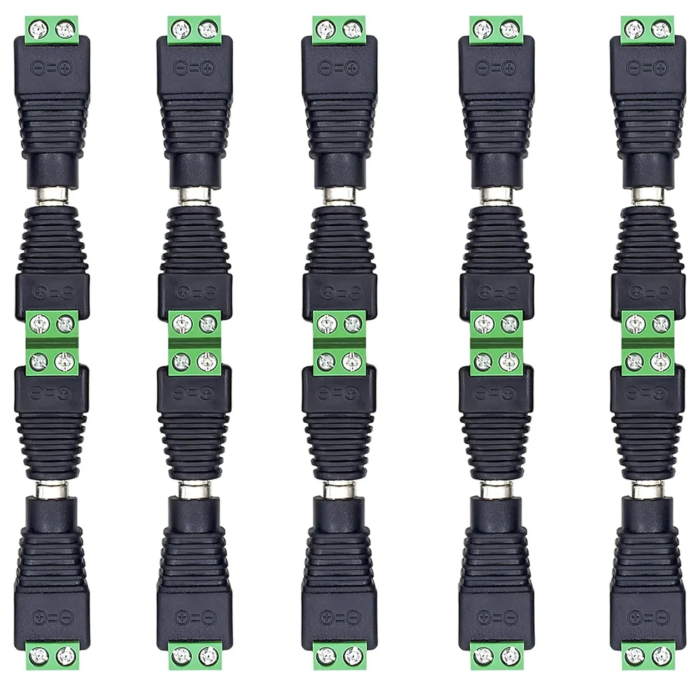 5 par męskich i żeńskich wtyczek DC bez spawania 5,5 * 2,1 mm Bez spawania Głowica żeńska DC Zielony zacisk Monitorowanie Wtyczka zasilania Push-But