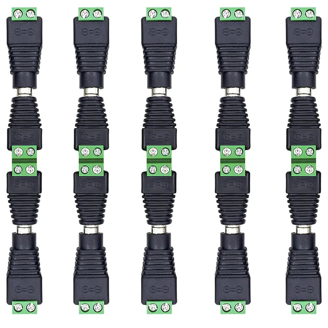 5 par męskich i żeńskich wtyczek DC bez spawania 5,5 * 2,1 mm Bez spawania Głowica żeńska DC Zielony zacisk Monitorowanie Wtyczka zasilania Push-But