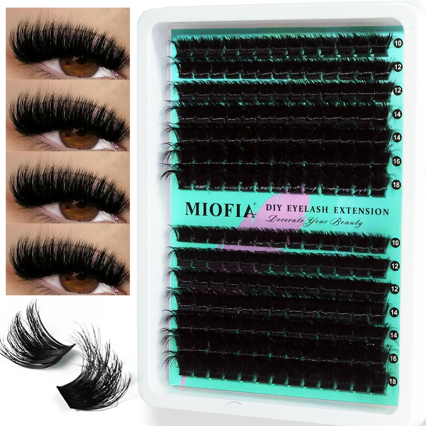 MIOFIA 5D Flauschige Voluminöse Cluster-Wimpern 30D-150D Dicke Wimpernbüschel 10-18mm Gemischte Längen Natürlicher Look DIY Wimpernverlängerungen – Detail 1
