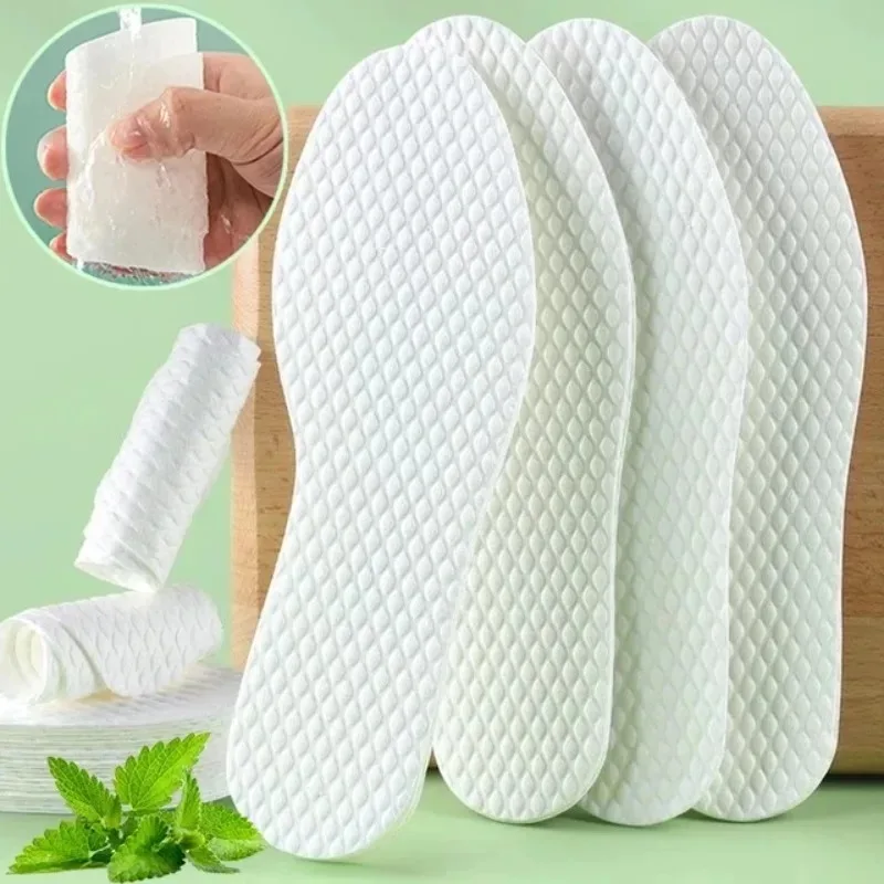 1/10Pairs Disposable Insoles Nature Wood Pulp Insoles Breathable Thin Sweat Absorbing White Comfortable Shoe Pads for Men Women