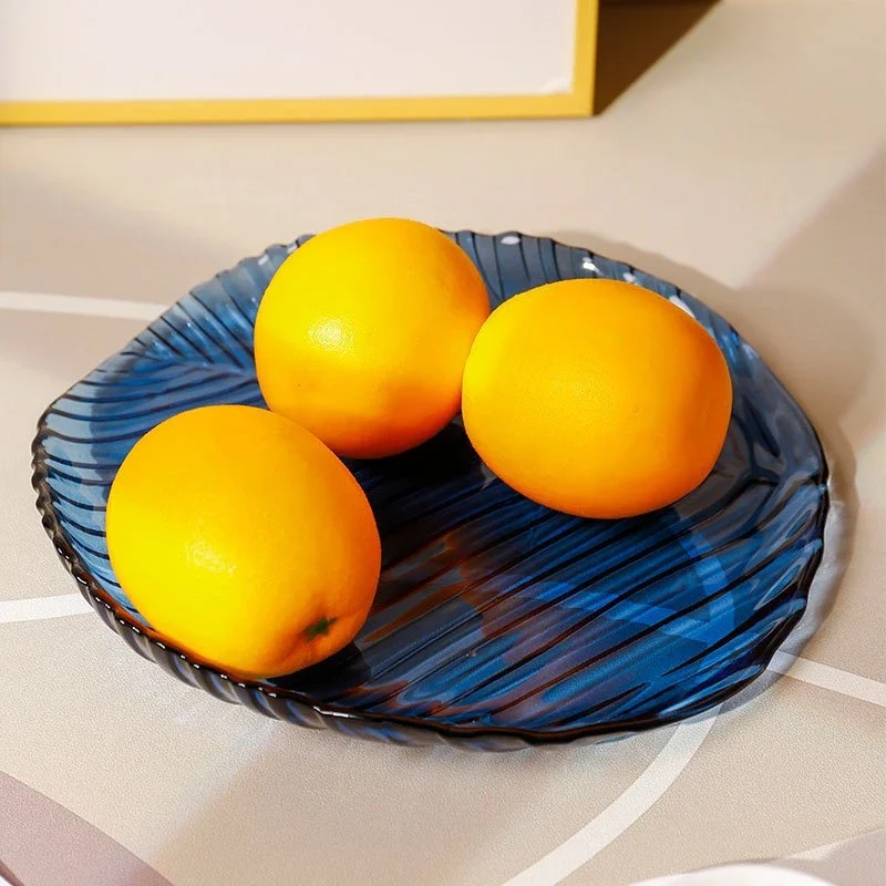 Glass Fruit Plate Desktop Storage Container Leaf Pattern Snack Plate Storage Tray Candy Tray Jewelry Dish Trinket Dish