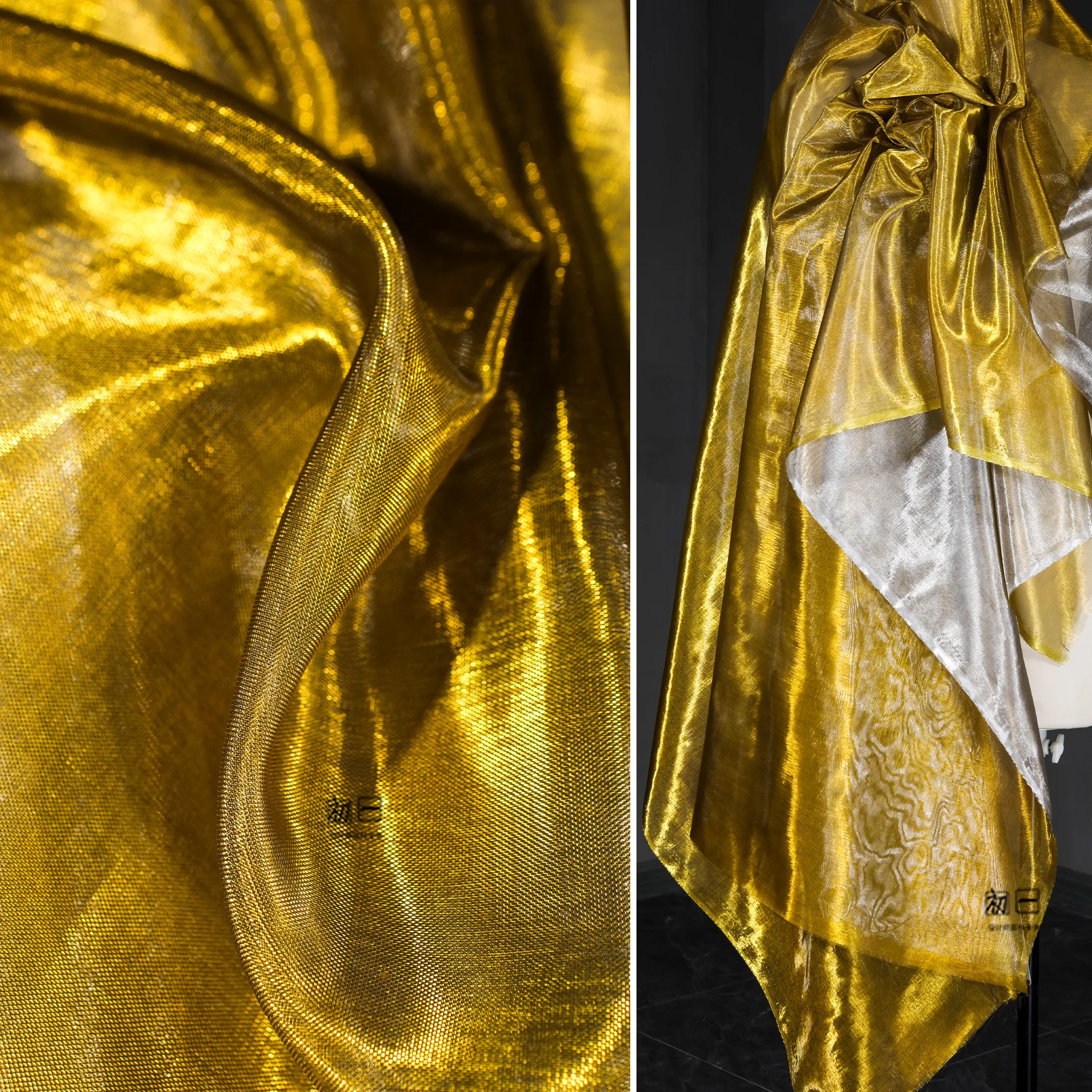 

Креативная закаленная золотая и серебряная ткань двойного цвета «сделай сам», ткань для свадебных платьев и одежды, домашняя губка