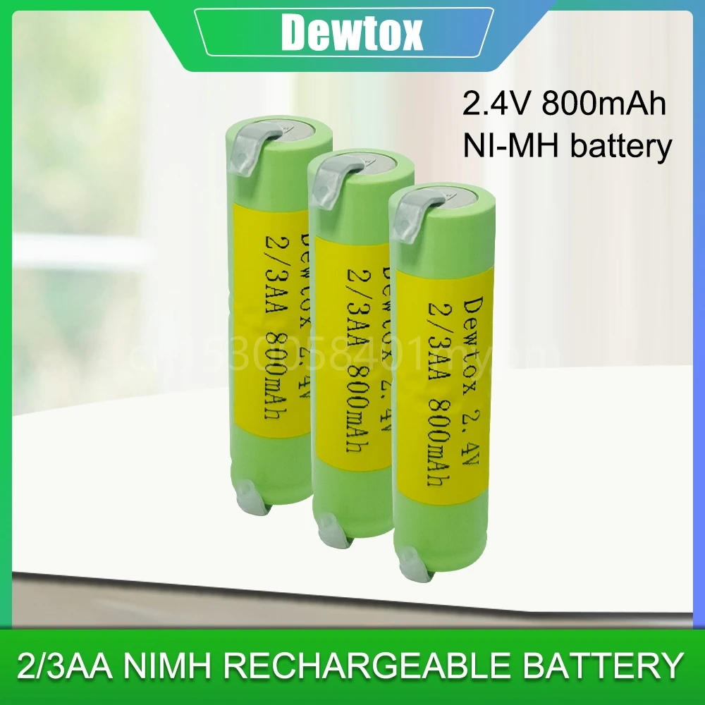 2.4V 2/3AA 2/3 AA 800mAh NI-MH Battery pack cell with welding pins for electric razor shaver