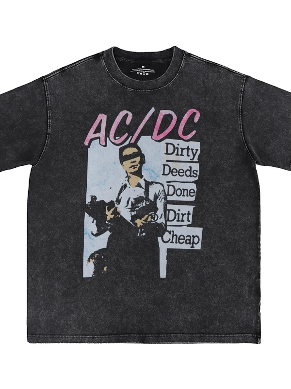  Digital Direct Spray Washed Rock Band Vintage American Street Hip Hop Punk Loose Short Sleeve T-Shirt Casual round Neck