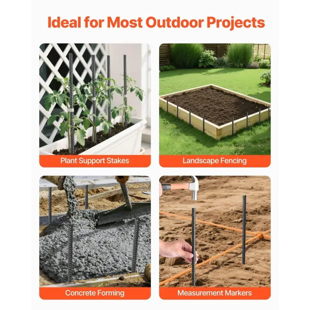 16 Inch Heavy Duty Rebar Stakes Galvanized Steel Ground Anchors for Outdoor Use Camping Gardening Landscape Support