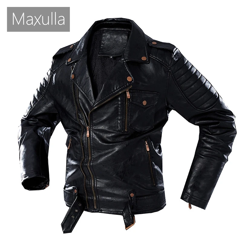 

Autumn Winter Men's PU Leather Jacket Fashion Male Retro Fleece Warm Motorcycle Leather Coats Men Trend Faux Fur Leather Jackets