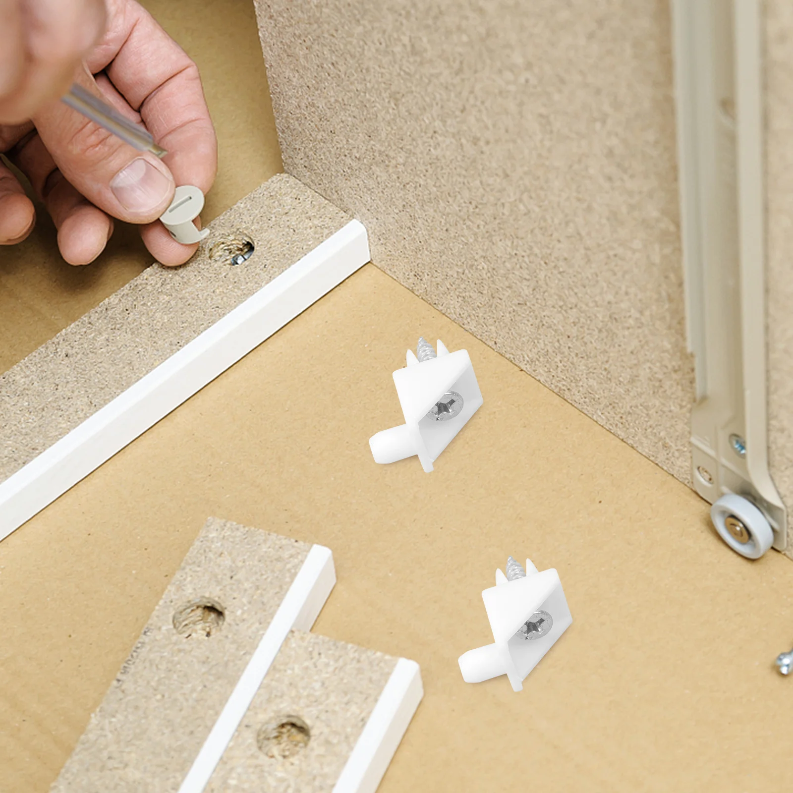 100 مجموعات طقم تصليح الأدراج البلاستيك ركيزة زاوية ترهل أسافين تعزيز خزانة أثاث مسامير الزاوية السفلية #6