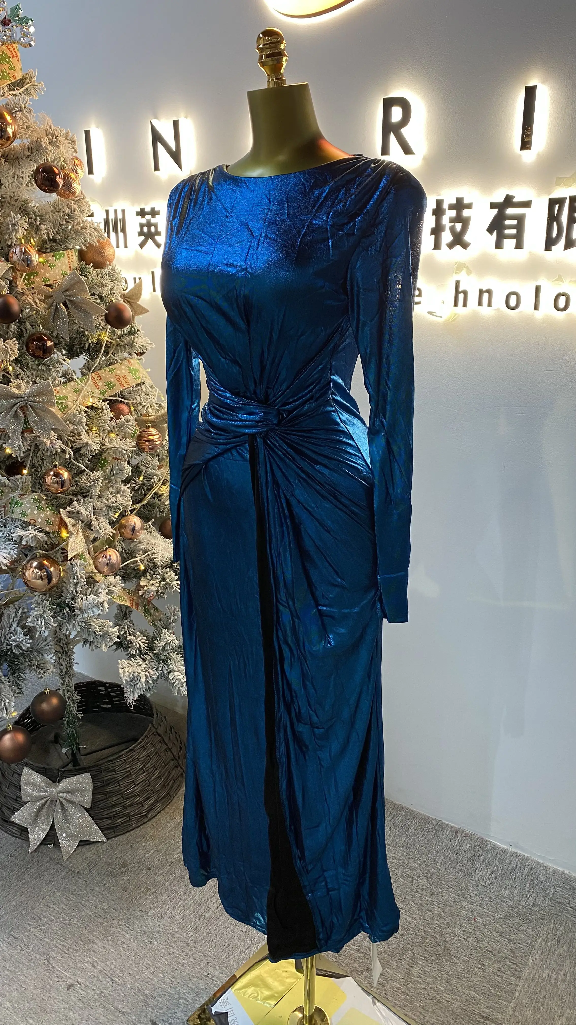 وصول جديد: فستان سهرة أنيق بكشكشة مطرزة وأكمام منتفخة وقماش شاش - فستان حفلات نسائي إسلامي-GZXX093 #2