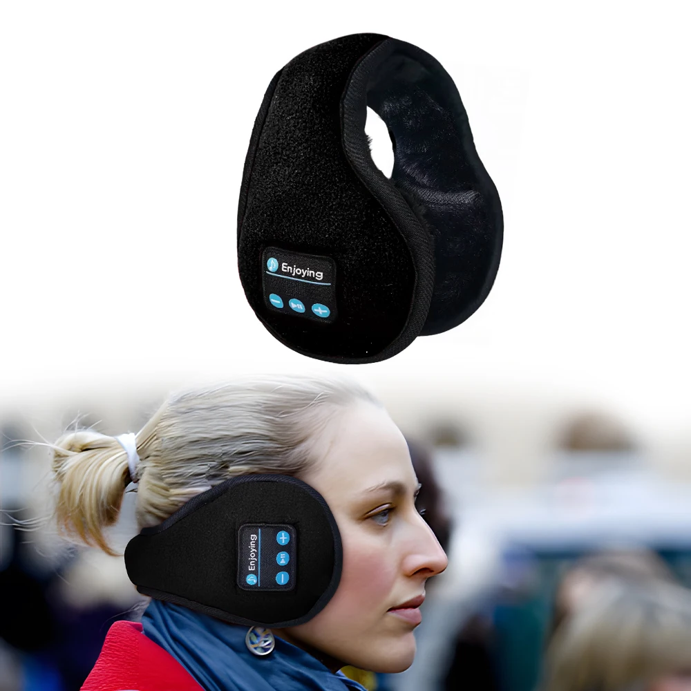 Sleep Headphones Bluetooth Sleep Earmuffs for Side Sleepers, Soft Plush Noise Blocking Sleeping Headphones with HD Mic
