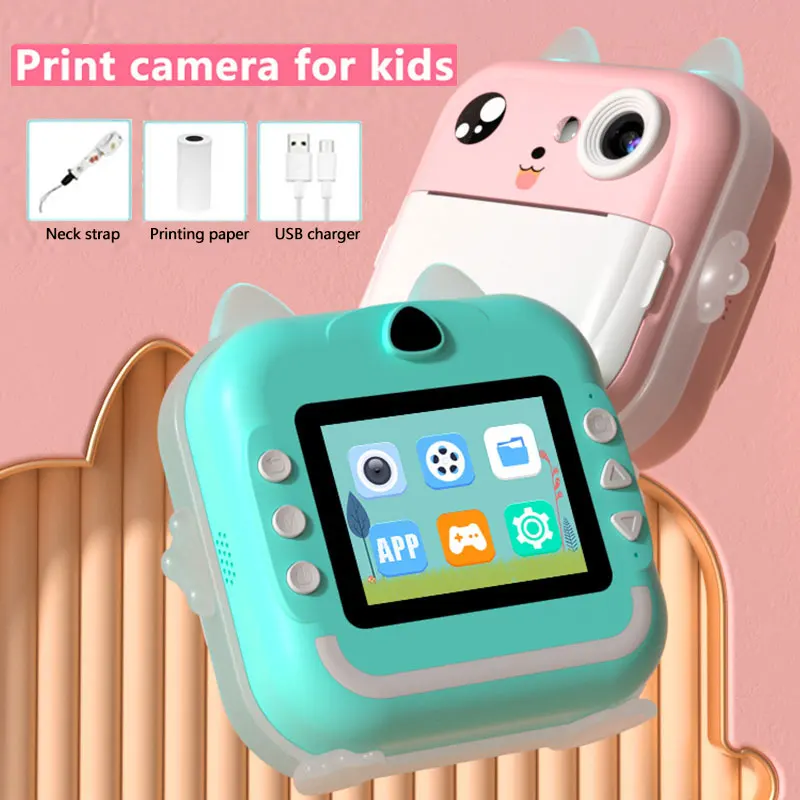 Children Kids Camera Instant Print Mini Digital Video Camera for Kids 1080P HD Screen Outdoor Toy Print Thermal Paper