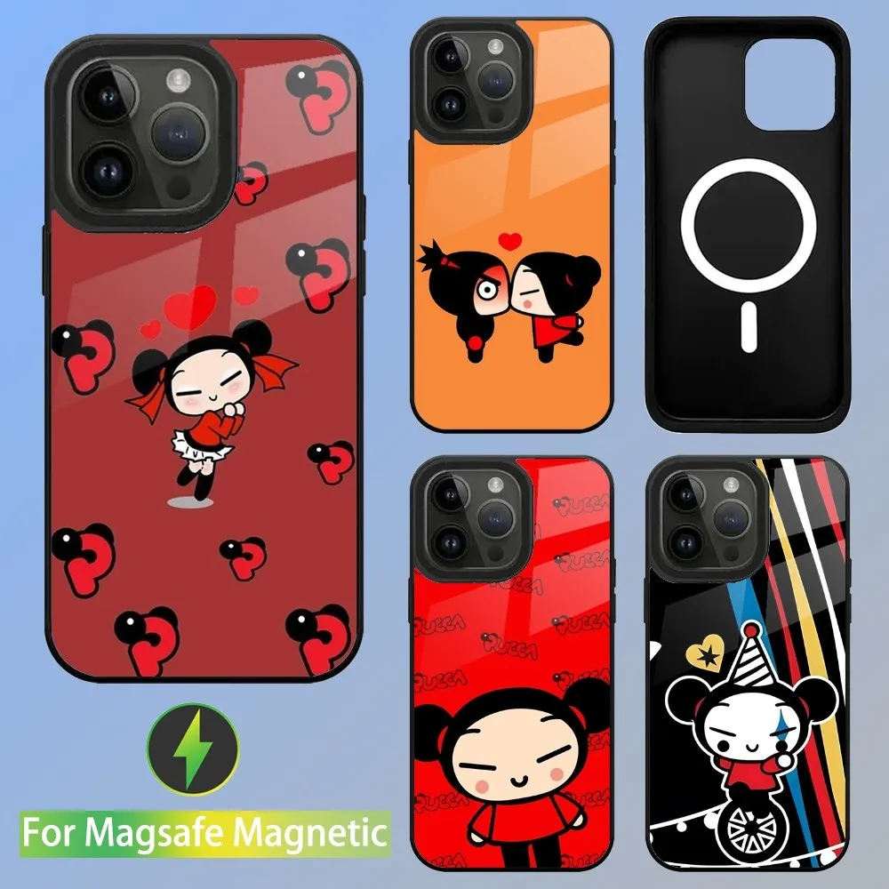 Cartoon P-Pucca Phone Case For iPhone 15,14,13,12,11,Plus,Pro,Max Mini Magsafe Magnetic Wireless Charging