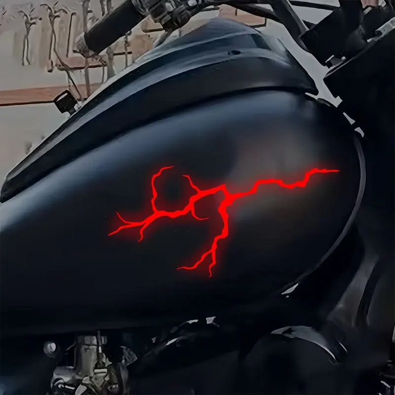 1pc Reflective Lightning Motorcycle Stickers Waterproof Safe Driving for Motorbike Helmet Fuel Tank Scooter Vinyl Decals 2D