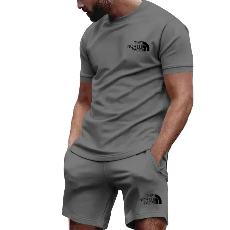 Sommer HERREN Fitness Mode HERREN Casual Sportswear Anzug schnell trocknend Sportanzug Kurzarm T-Shirt Shorts 2-teiliges Set