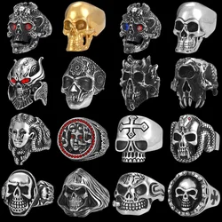 Gothic Punk Ring for Men Retro Skeleton Devil Male Woman Ring Skull Exaggeration Snake Captain Hip Hop Rock Jewelry