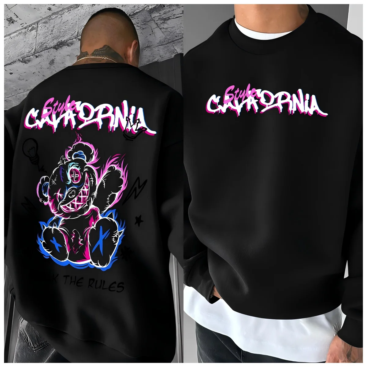 

Европейская и американская мужская осенняя персонализированная удобная мягкая спортивная рубашка с принтом плюшевого мишки с капюшоном, уличный уличный топ