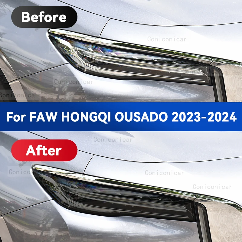 For FAW HONGQI OUSADO 2023 2024 Car Headlight Protective Cover Film Front Light TPU Anti-scratch Headlamp Accessories Sticker