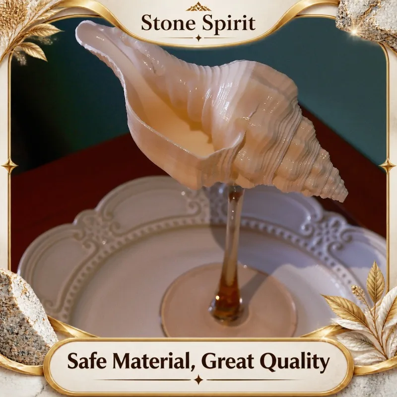 Luxury Hand-Carved Conch Shell Cup,Artistic High Foot Drinking Glass for Home Bar,Rustic Coastal Decor,Special Occasion Souvenir