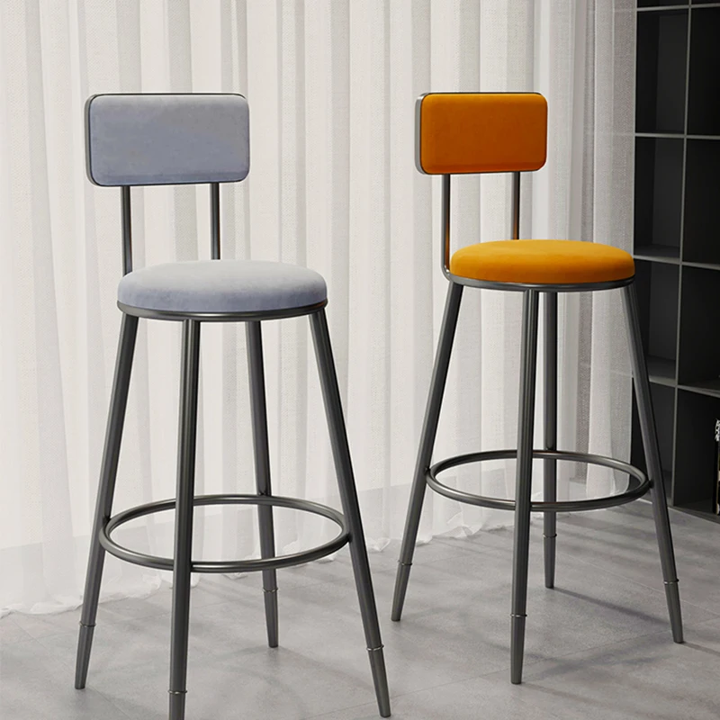 

Plastic Modern Bar Stools High Luxury Design Simplicity Stainless Soft Cushion Backrest Chair Taburete Cocina Alto Furniture