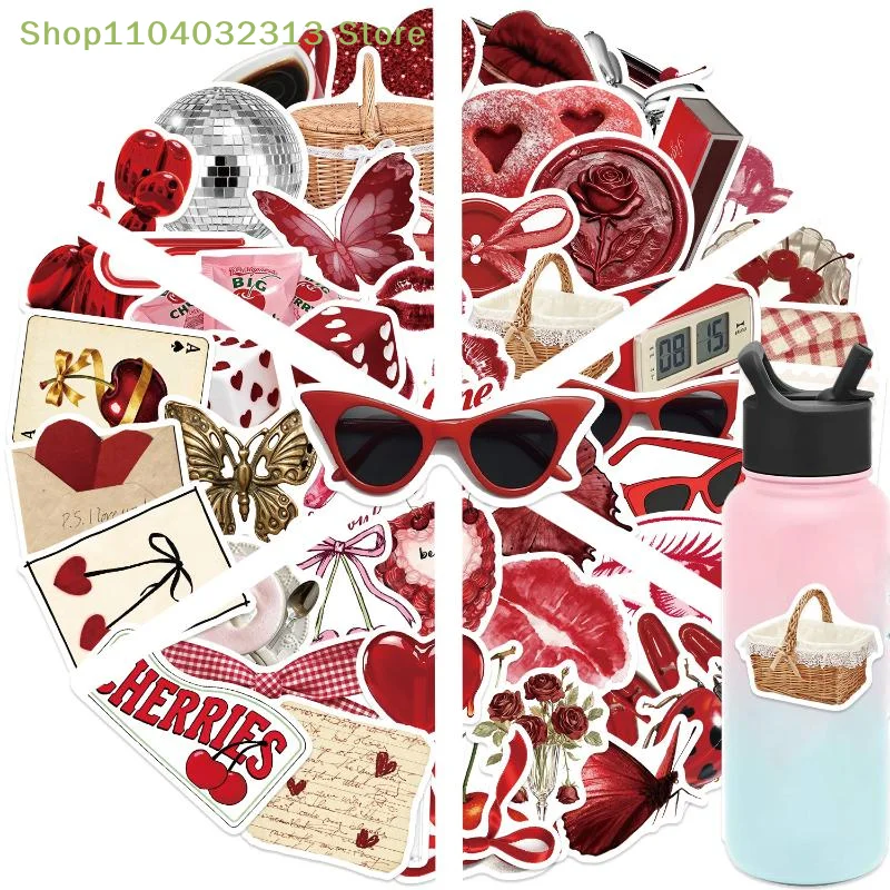 

Набор из 50 наклеек в стиле Y2K с вишневыми мотивами для ноутбуков, гитар, чемоданов, ежедневников, чехлов для телефонов, блокнотов, декоративные стикеры-дудлы, подарок