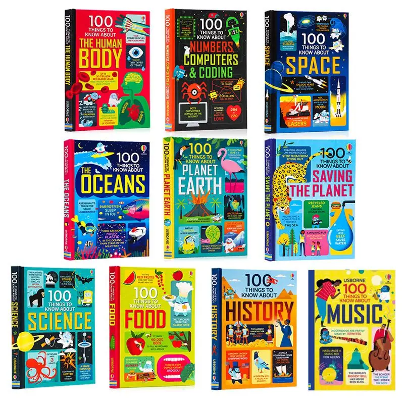 

10 books/set 100 Things to Know About Encyclopedia hardcover Children's English Reading Learning Books