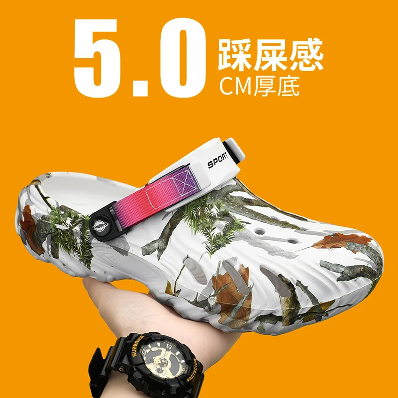 

Sleek Urban Men Single Band Slides Light EVA Cushion Anti Slip Waterproof Open Toe Slippers Outdoor Street Shoes