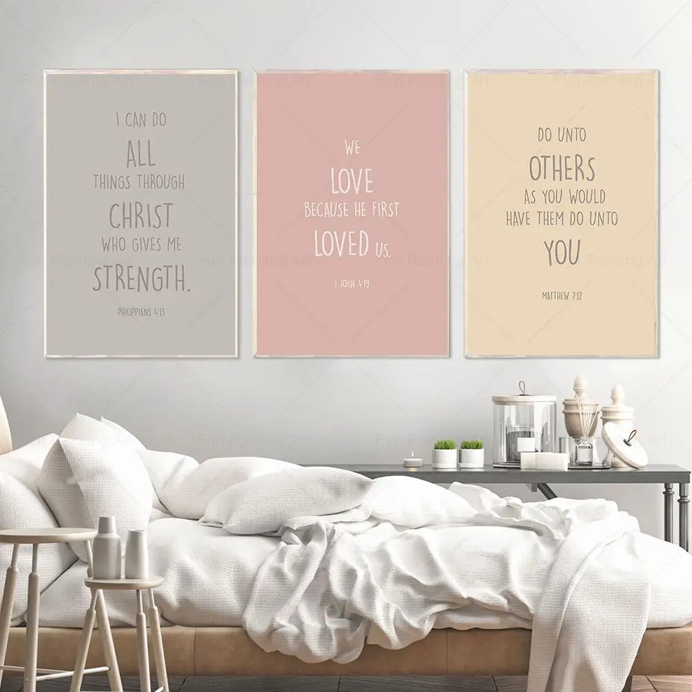 Kids Bible Verse Quotes Prints Christian Education Poster Jesus Wall Art Canvas Painting Sunday School Church Nursery Decor