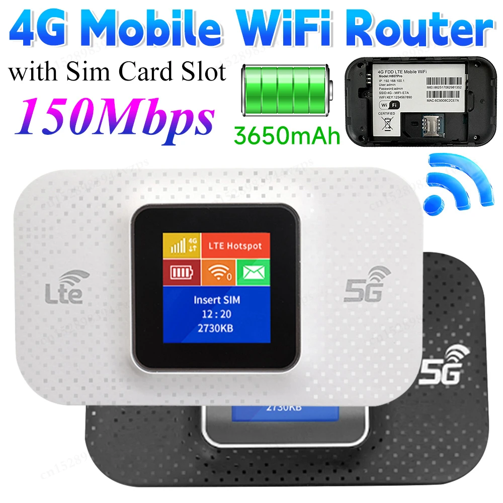 4G Lte موزع إنترنت واي فاي موبايل موزع إنترنت واي فاي 150Mbps فتحة للبطاقات Sim 3650mAh للسيارة 4G راوتر لاسلكي مع فتحة بطاقة SIM التوصيل والتشغيل #3